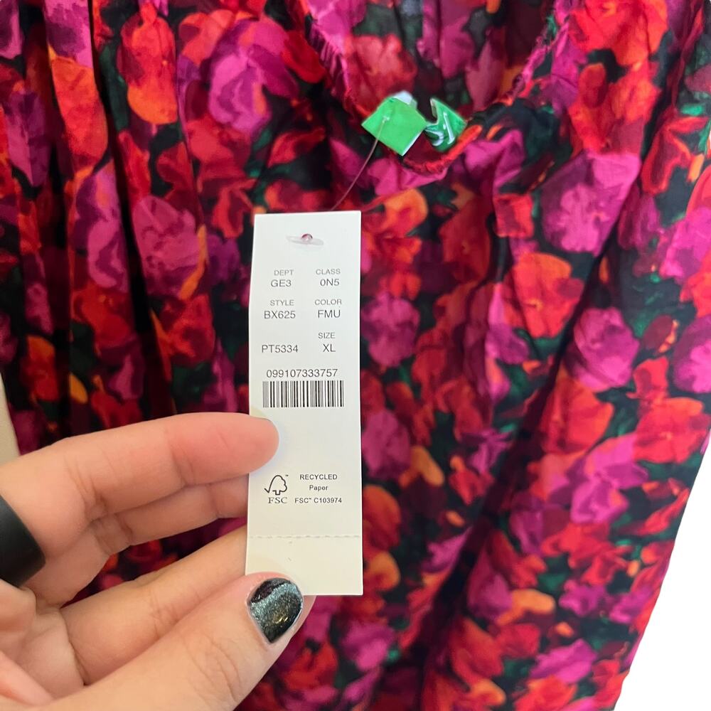 NWT J. Crew Empire Waist Cotton Voile Maxi Dress Pink Floral Tie Back Size XL - Picture 11 of 12